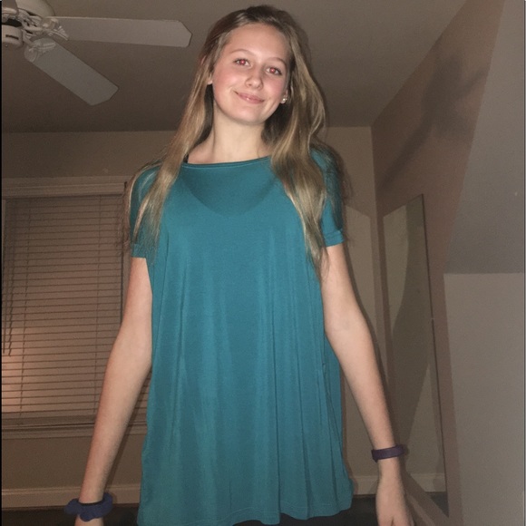 blue-ish green flowy top - Picture 2 of 2